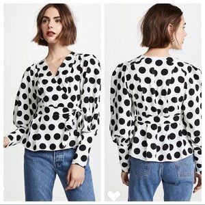 C/Meo Polka Dot Wrap Top XS Revolve New